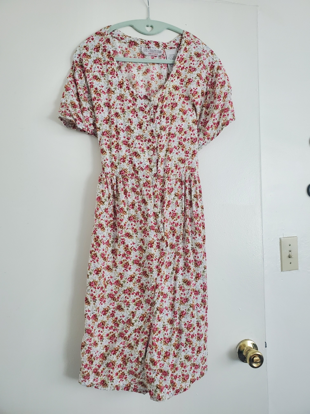 Oh! Mamma White Romper with Pink Floral Print